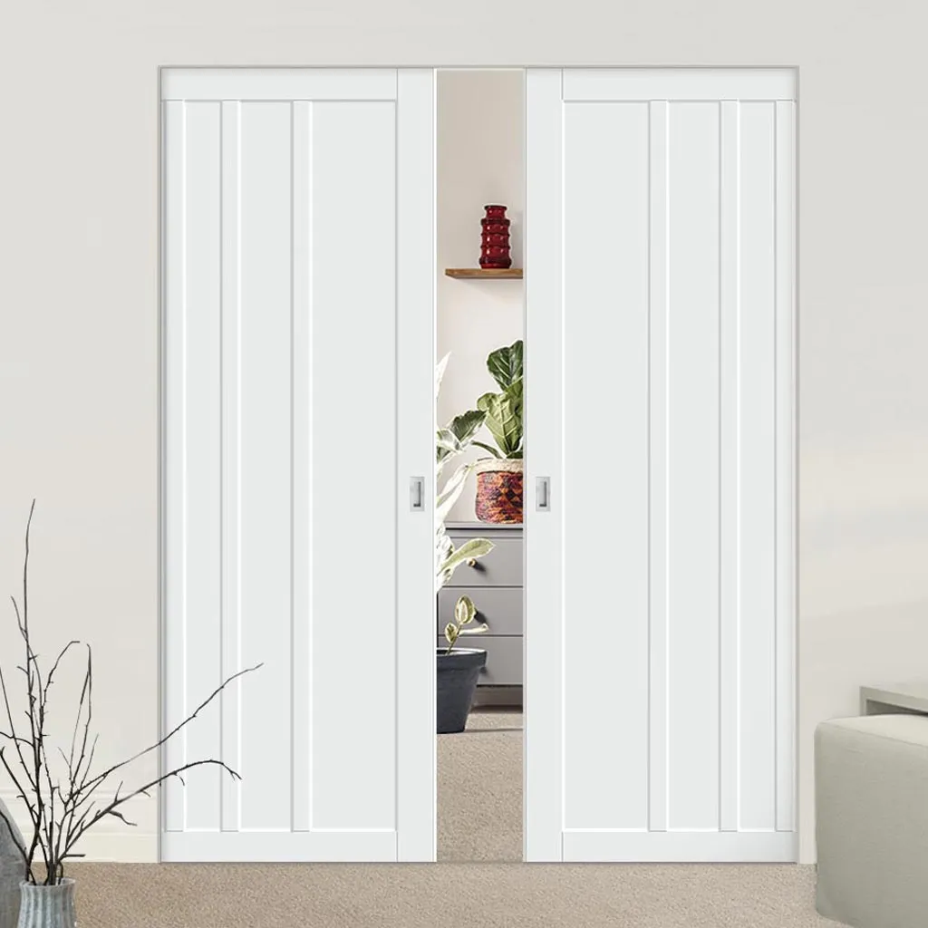 Bespoke Handmade Eco-Urban® Malmo 4 Panel Double Absolute Evokit Pocket Door DD6401 - Colour Options