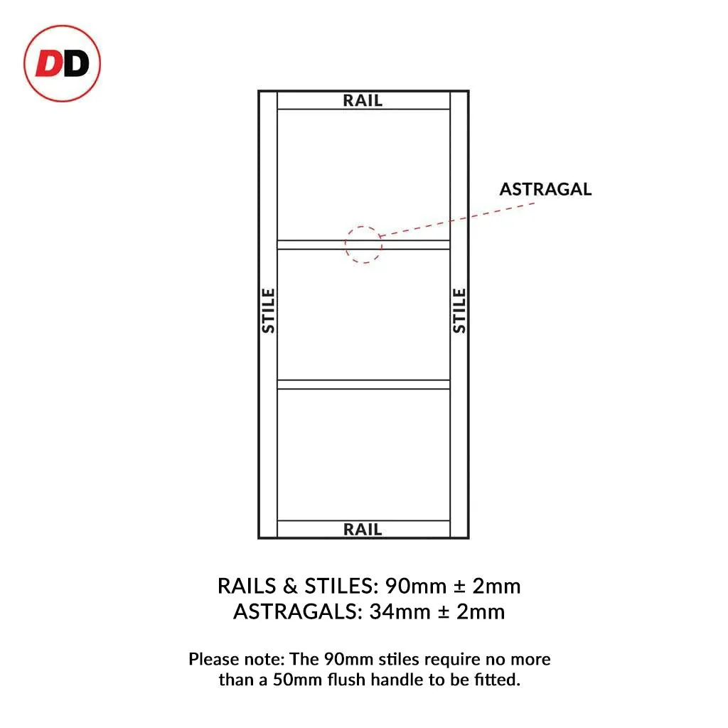 Bespoke Handmade Eco-Urban® Manchester 3 Pane Double Evokit Pocket Door DD6306G - Clear Glass - Colour Options