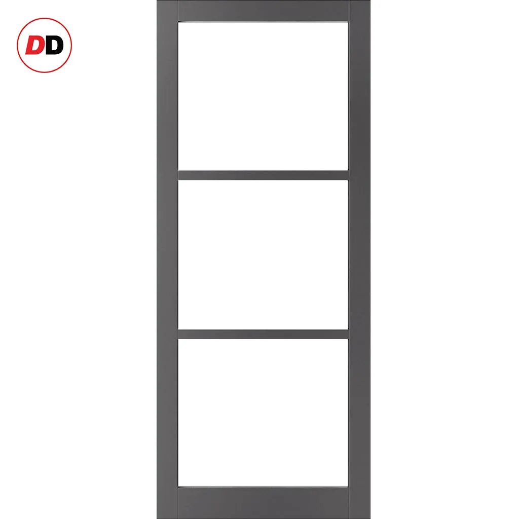 Bespoke Handmade Eco-Urban® Manchester 3 Pane Single Absolute Evokit Pocket Door DD6306G - Clear Glass - Colour Options