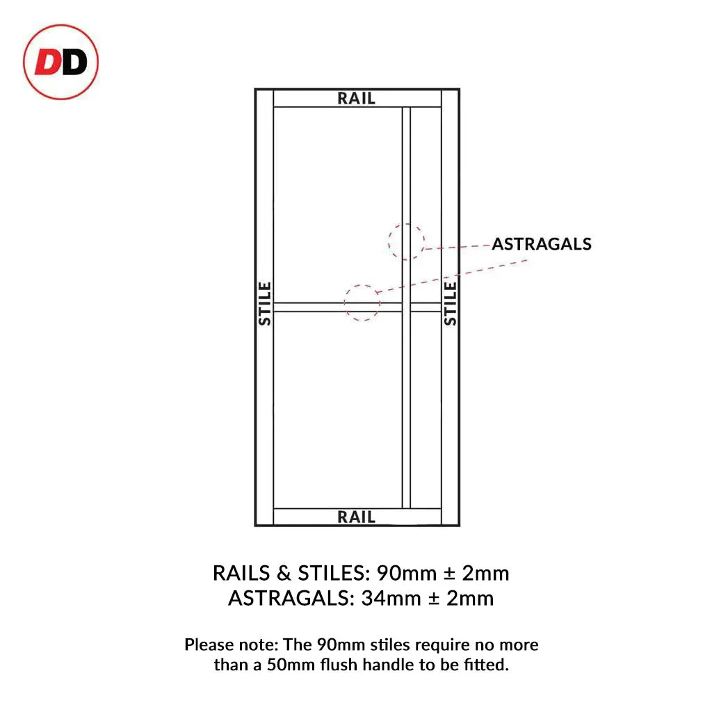 Bespoke Handmade Eco-Urban® Marfa 4 Pane Double Absolute Evokit Pocket Door DD6313G - Clear Glass - Colour Options