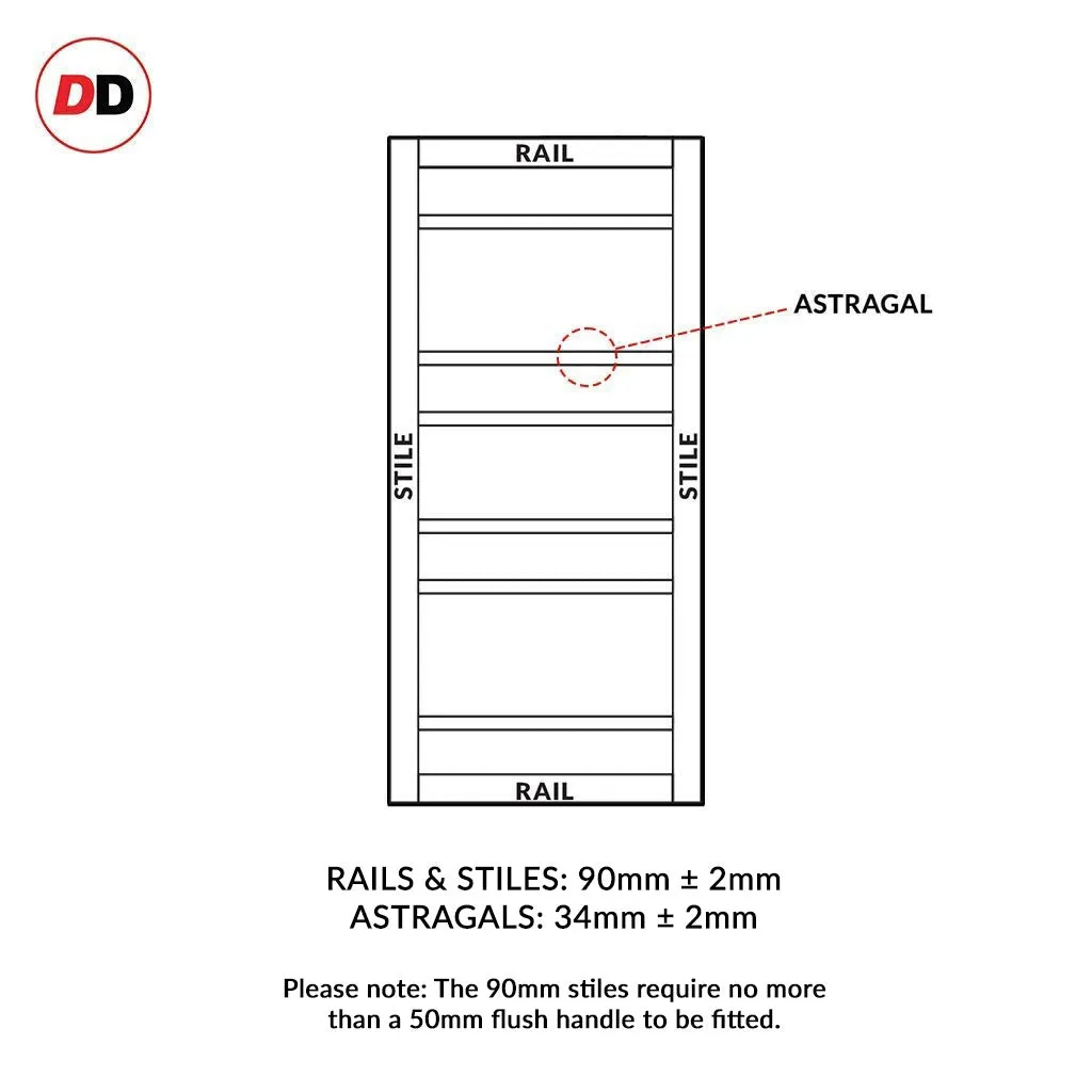 Bespoke Handmade Eco-Urban® Metropolitan 7 Pane Double Absolute Evokit Pocket Door DD6405G Clear Glass - Colour Options