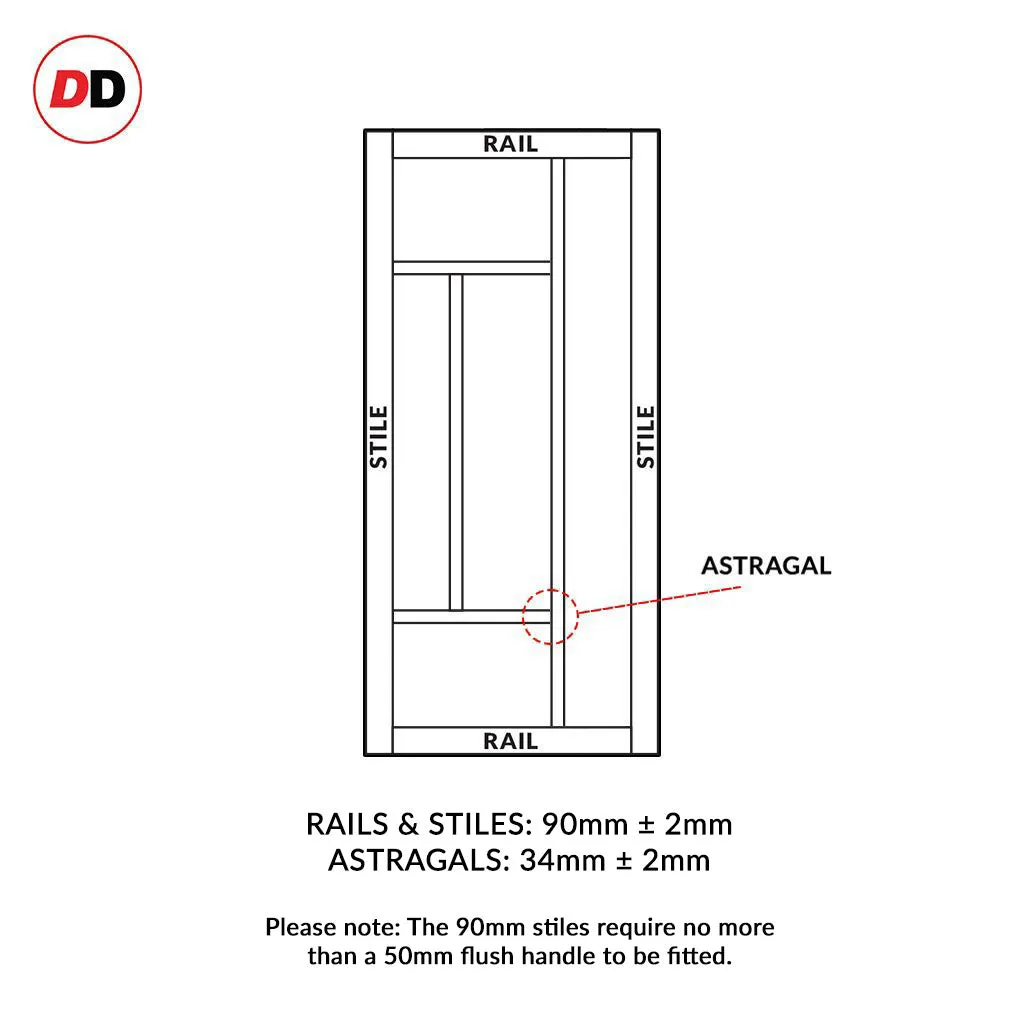 Bespoke Handmade Eco-Urban® Morningside 5 Pane Single Absolute Evokit Pocket Door DD6437SG Frosted Glass - Colour Options