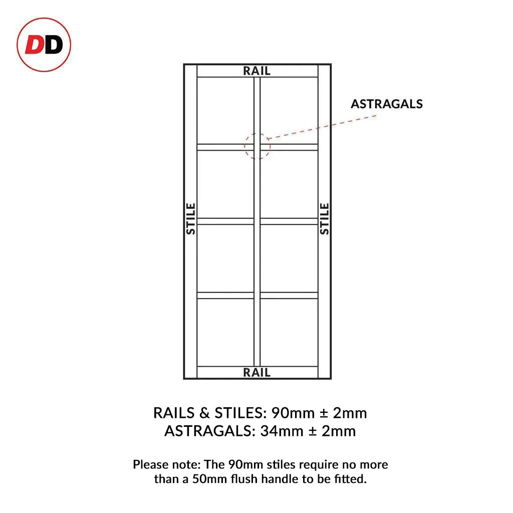 Bespoke Handmade Eco-Urban® Perth 8 Pane Single Evokit Pocket Door DD6318SG - Frosted Glass - Colour Options