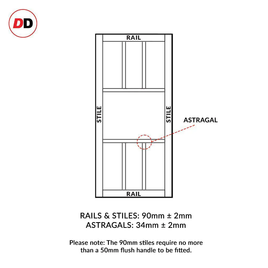 Bespoke Handmade Eco-Urban® Queensland 7 Panel Double Absolute Evokit Pocket Door DD6424 - Colour Options