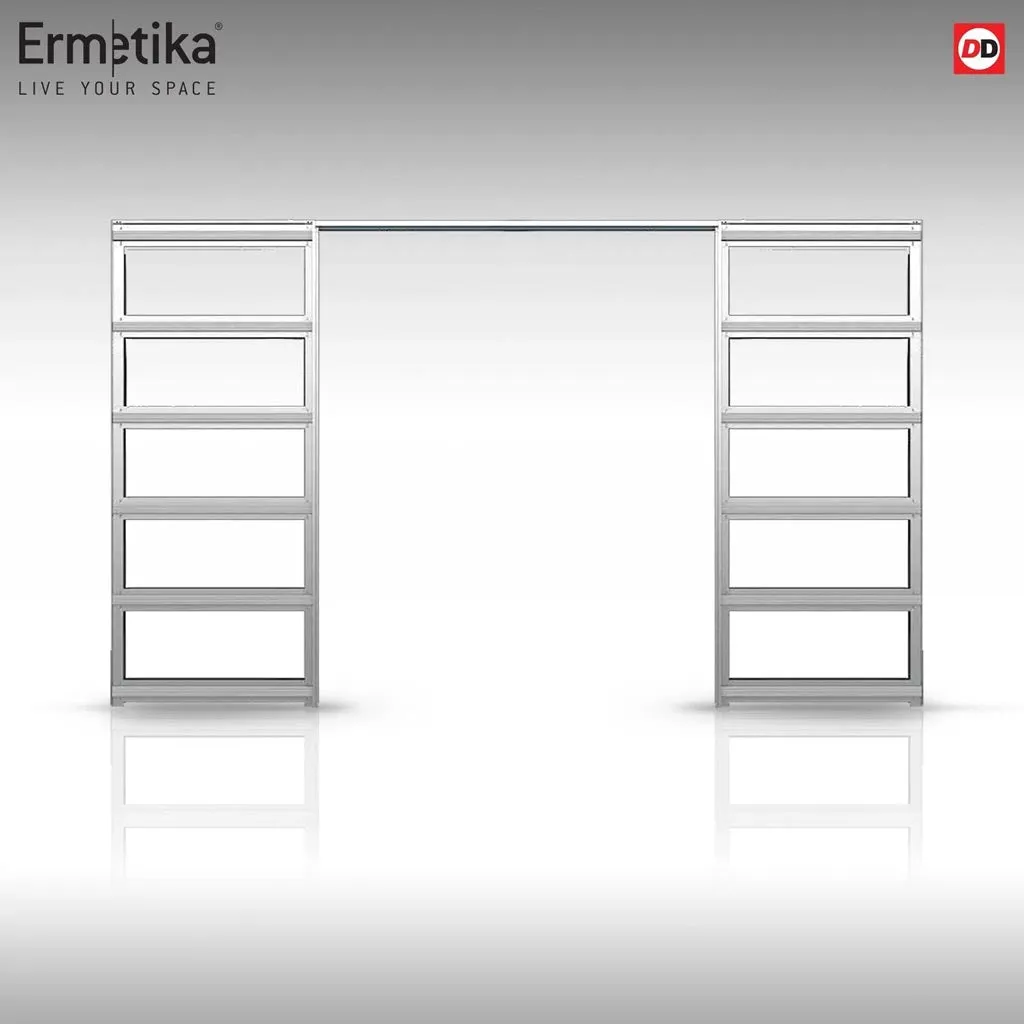 Bespoke Handmade Eco-Urban® Sheffield 5 Pane Double Evokit Pocket Door DD6312G - Clear Glass - Colour Options