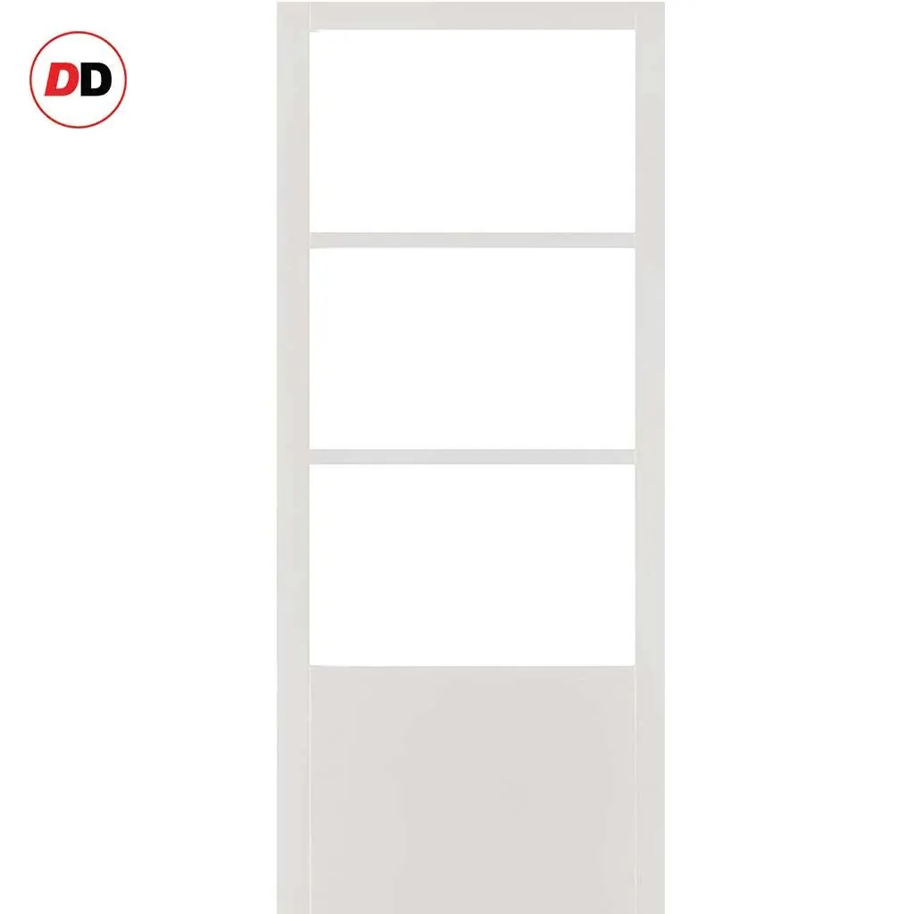 Bespoke Handmade Eco-Urban® Staten 3 Pane 1 Panel Double Absolute Evokit Pocket Door DD6310G - Clear Glass - Colour Options