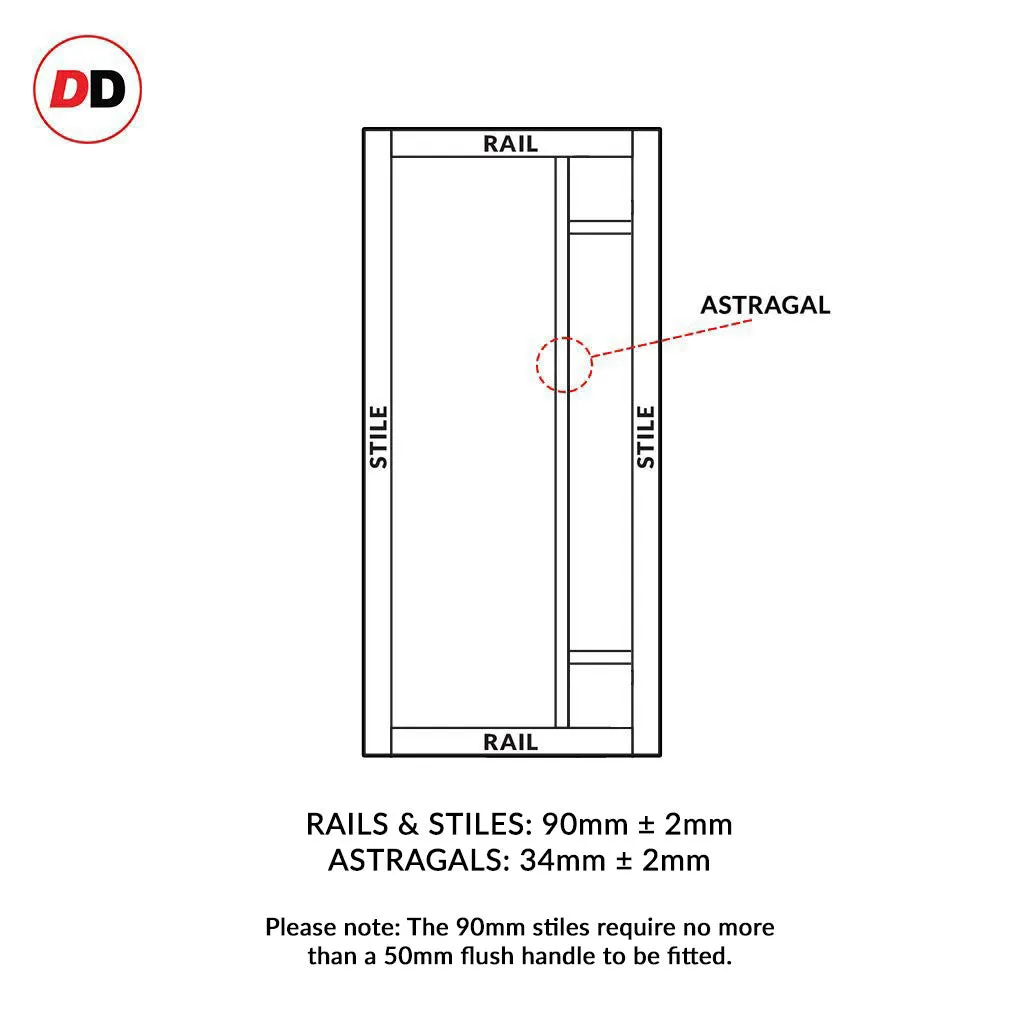 Bespoke Handmade Eco-Urban® Suburban 4 Pane Double Evokit Pocket Door DD6411G Clear Glass(2 FROSTED CORNER PANES)- Colour Options