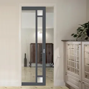 Bespoke Handmade Eco-Urban® Suburban 4 Pane Single Evokit Pocket Door DD6411G Clear Glass(2 FROSTED CORNER PANES)- Colour Options