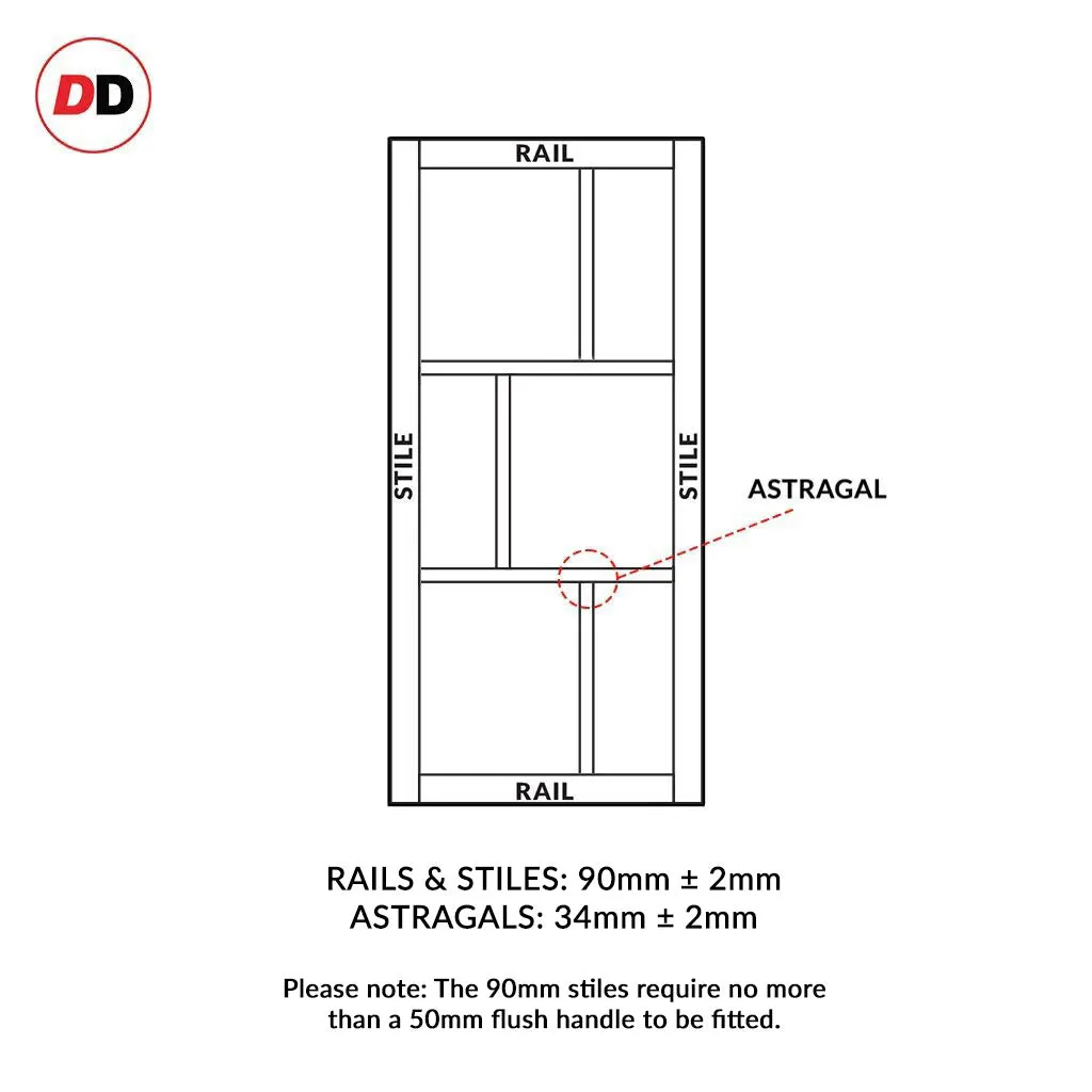 Bespoke Handmade Eco-Urban® Tokyo 3 Pane 3 Panel Single Evokit Pocket Door DD6423SG Frosted Glass - Colour Options