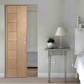 Bespoke Messina Oak Flush Single Frameless Pocket Door - Prefinished