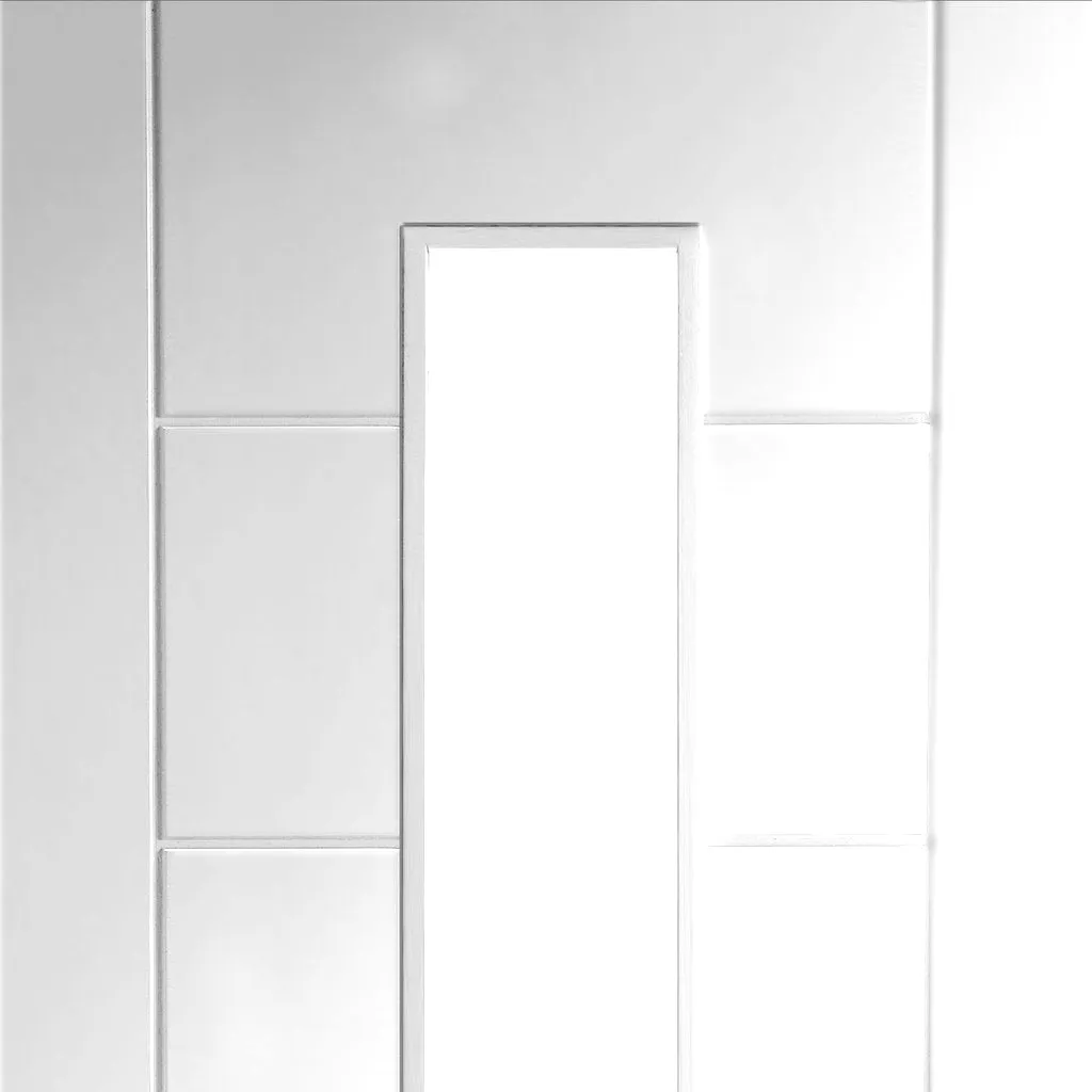 Bespoke Palermo 1L White Primed Glazed Double Pocket Door