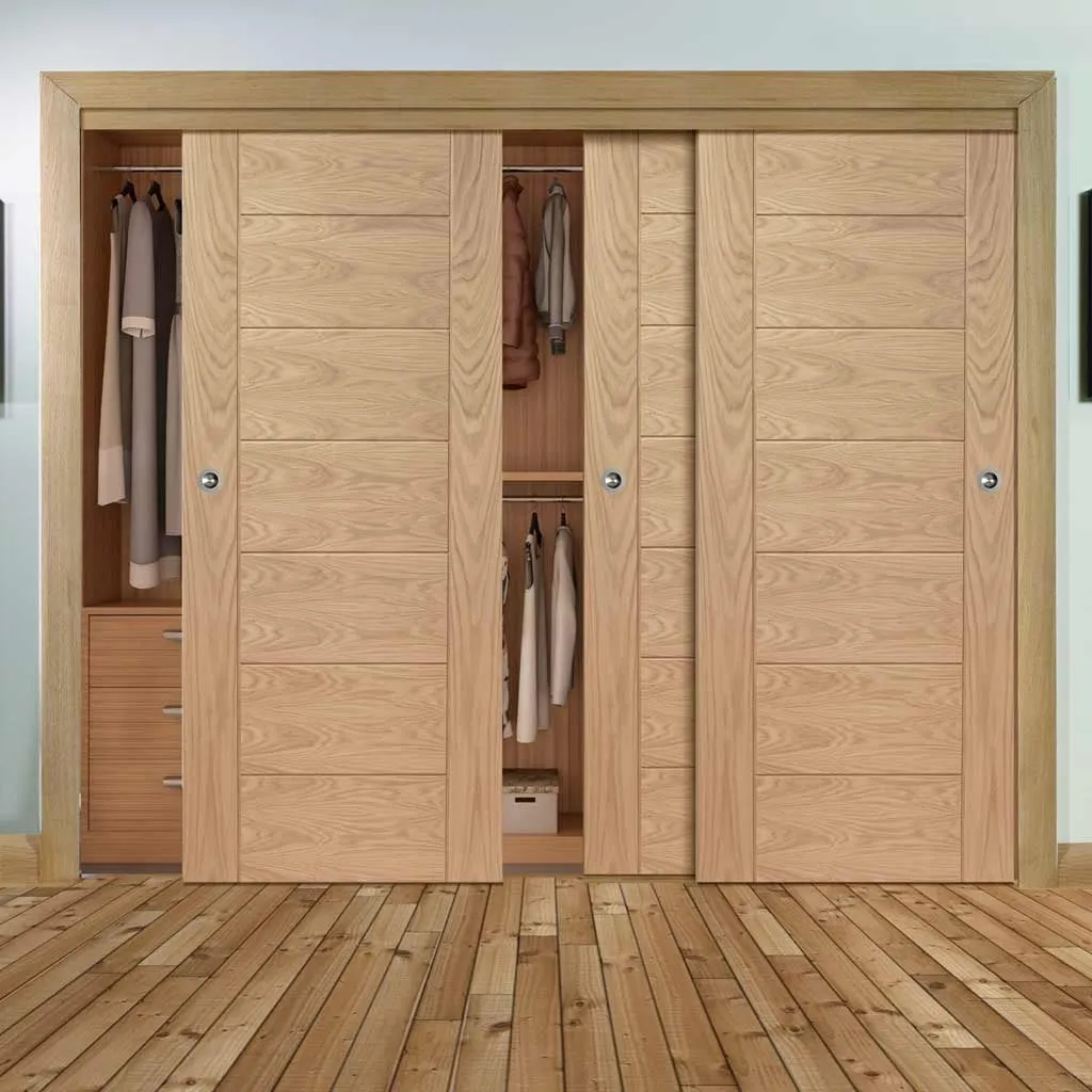 Bespoke Palermo Flush Oak 3 Door Maximal Wardrobe and Frame Kit