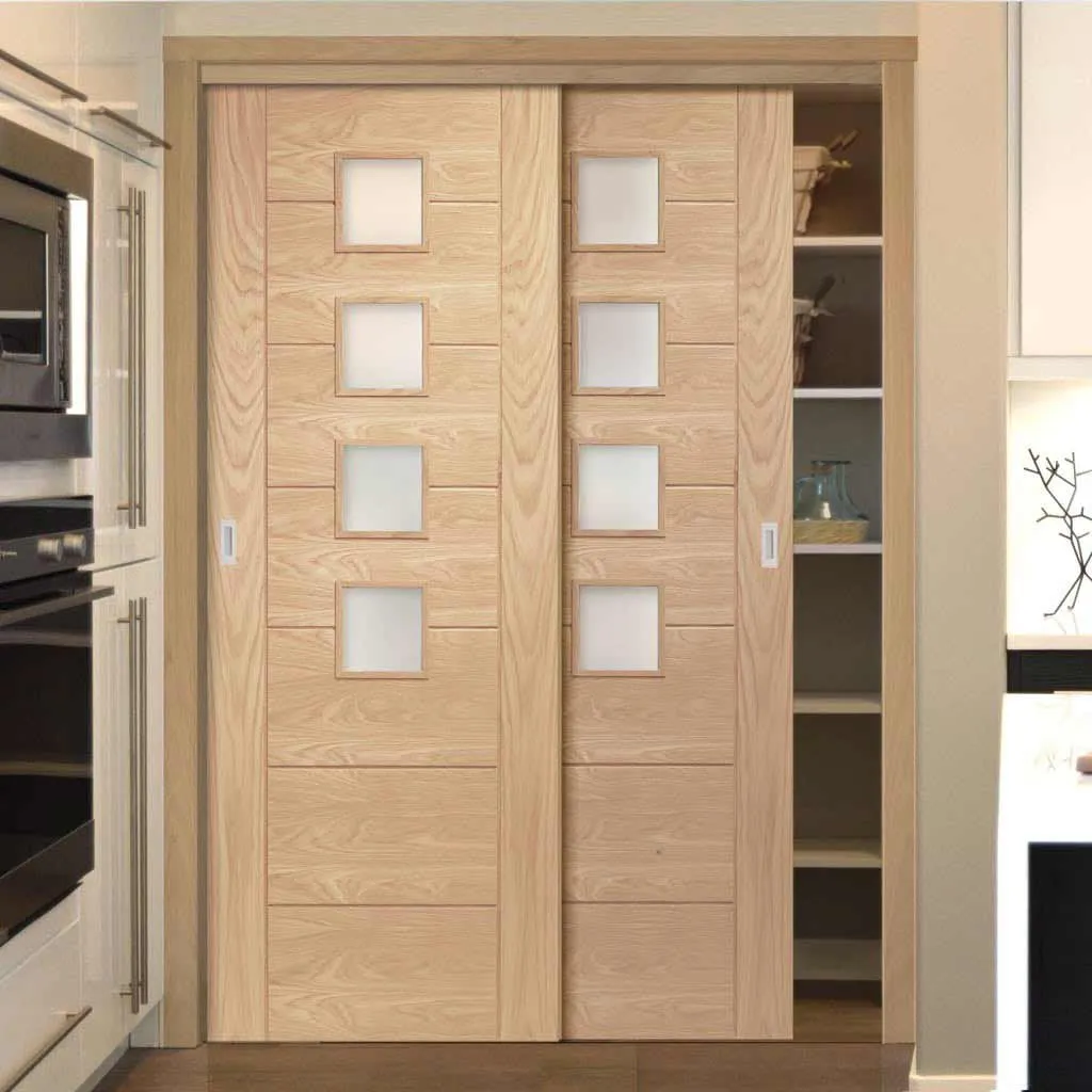 Bespoke Palermo Oak Glazed 2 Door Maximal Wardrobe and Frame Kit - Prefinished