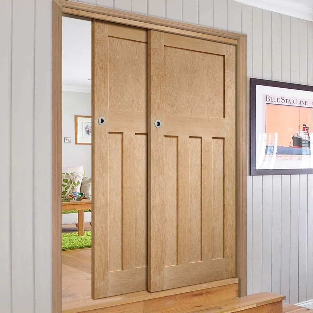 Bespoke Pass-Easi DX 1930'S Oak - 2 Sliding Doors and Frame Kit - Prefinished