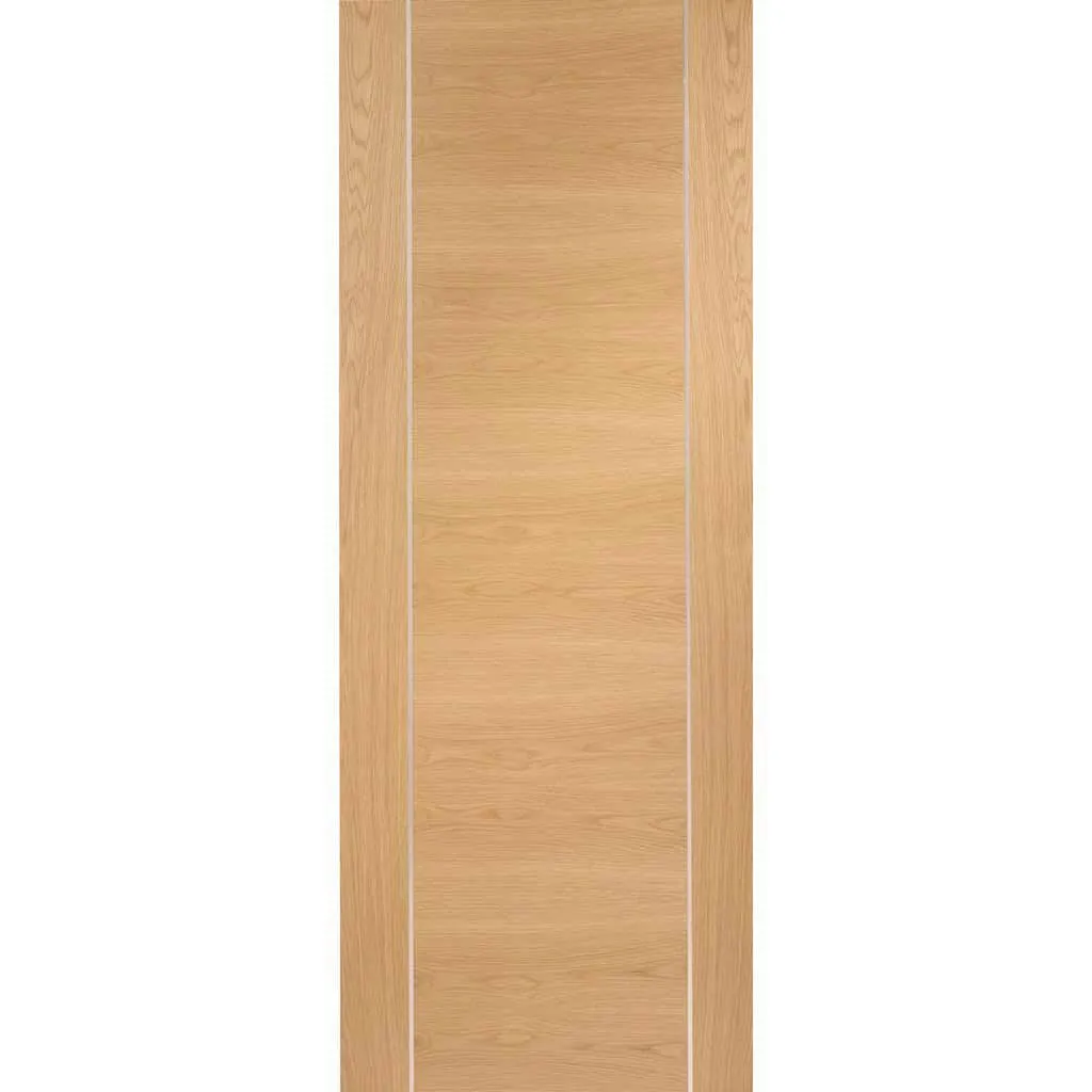 Bespoke Pass-Easi Forli Oak Flush - 2 Sliding Doors and Frame Kit - Aluminium Inlay - Prefinished