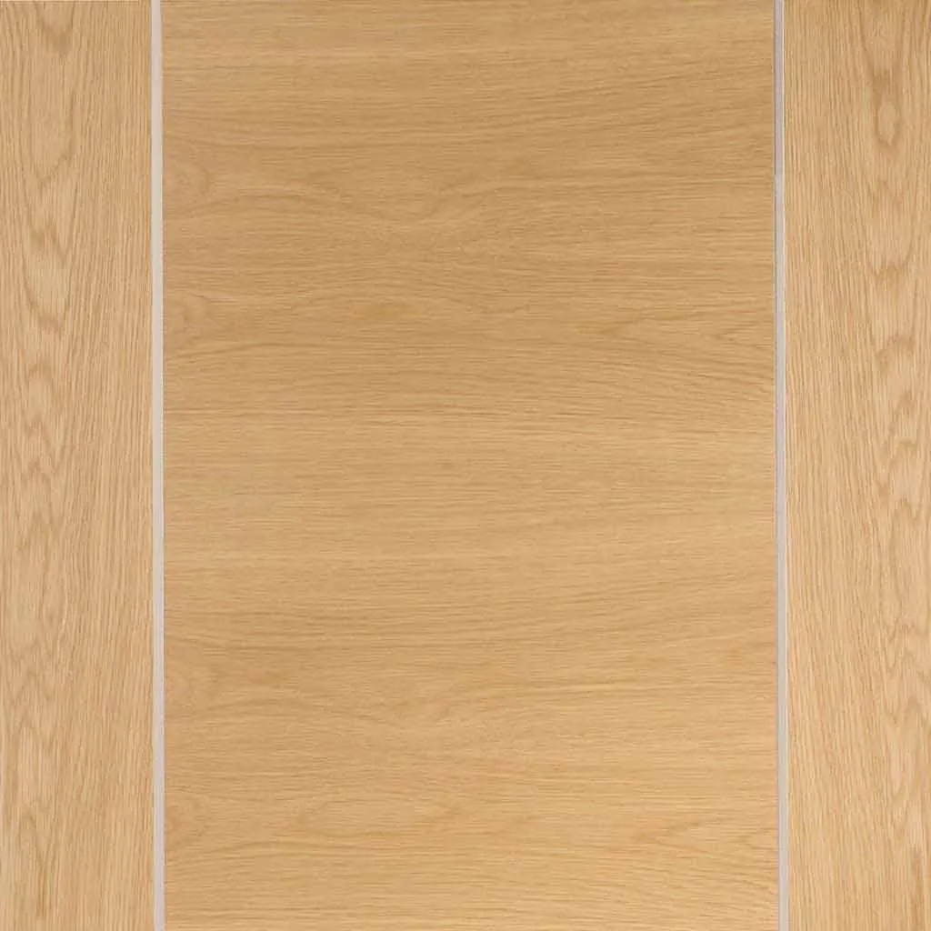 Bespoke Pass-Easi Forli Oak Flush - 2 Sliding Doors and Frame Kit - Aluminium Inlay - Prefinished