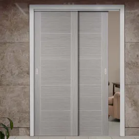 Bespoke Pass-Easi Light Grey Vancouver Door - 2 Sliding Doors and Frame Kit - Prefinished