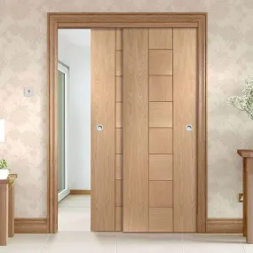 Bespoke Pass-Easi Messina Oak Flush - 2 Sliding Doors and Frame Kit - Prefinished