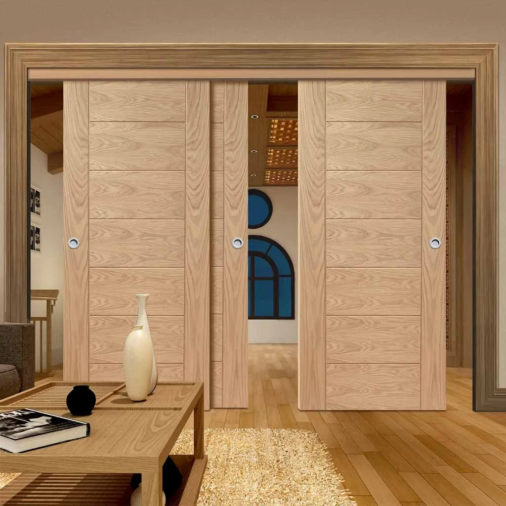 Bespoke Pass-Easi Palermo Oak - 3 Sliding Doors and Frame Kit - Prefinished