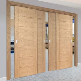 Bespoke Pass-Easi Palermo Oak - 4 Sliding Doors and Frame Kit - Prefinished