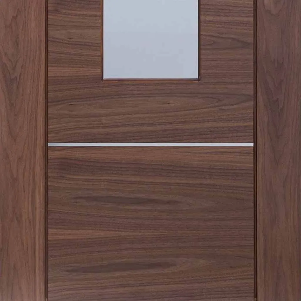 Bespoke Pass-Easi Portici Walnut Glazed - 3 Sliding Doors and Frame Kit - Aluminium Inlay - Prefinished