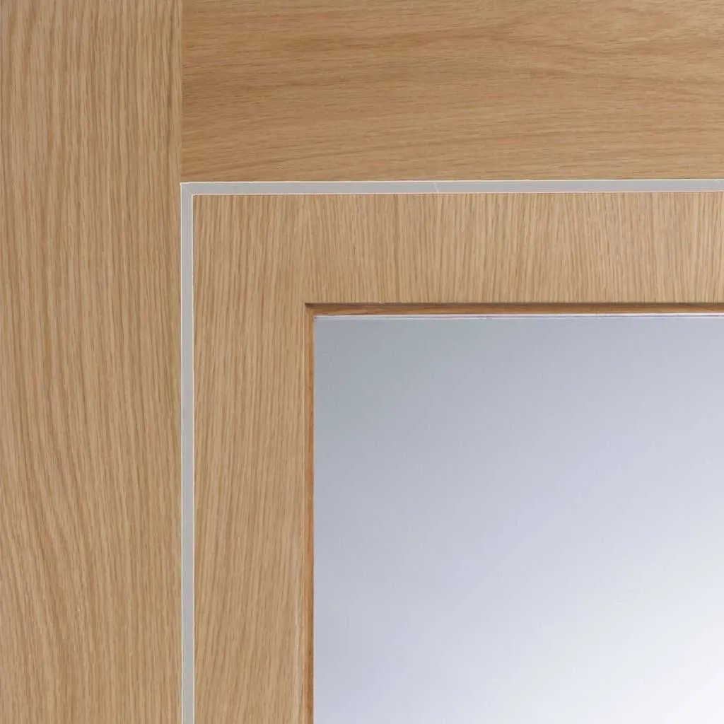 Bespoke Pass-Easi Varese Oak Glazed - 2 Sliding Doors and Frame Kit - Aluminium Inlay - Prefinished