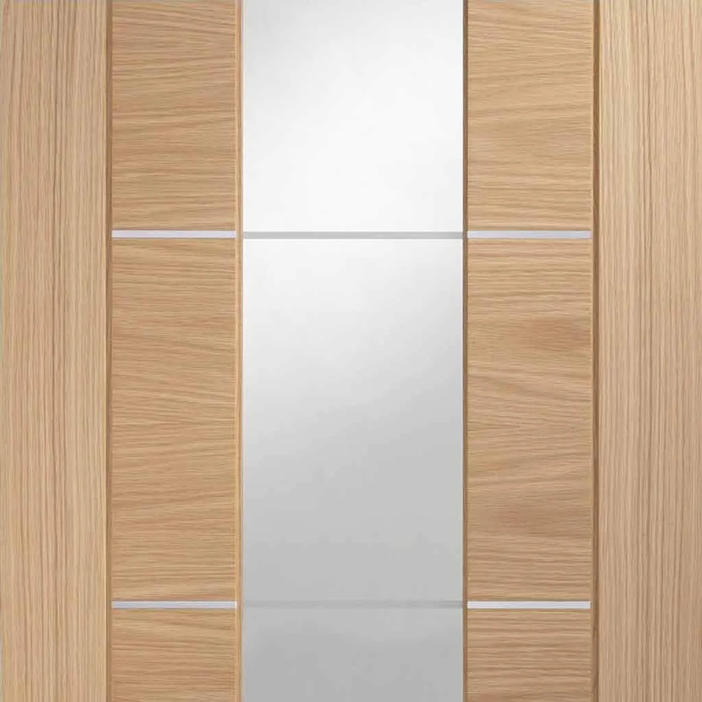 Bespoke Portici Oak Glazed 3 Door Maximal Wardrobe and Frame Kit - Aluminium Inlay - Prefinished