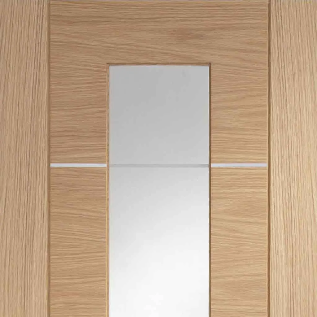 Bespoke Portici Oak Glazed 3 Door Maximal Wardrobe and Frame Kit - Aluminium Inlay - Prefinished