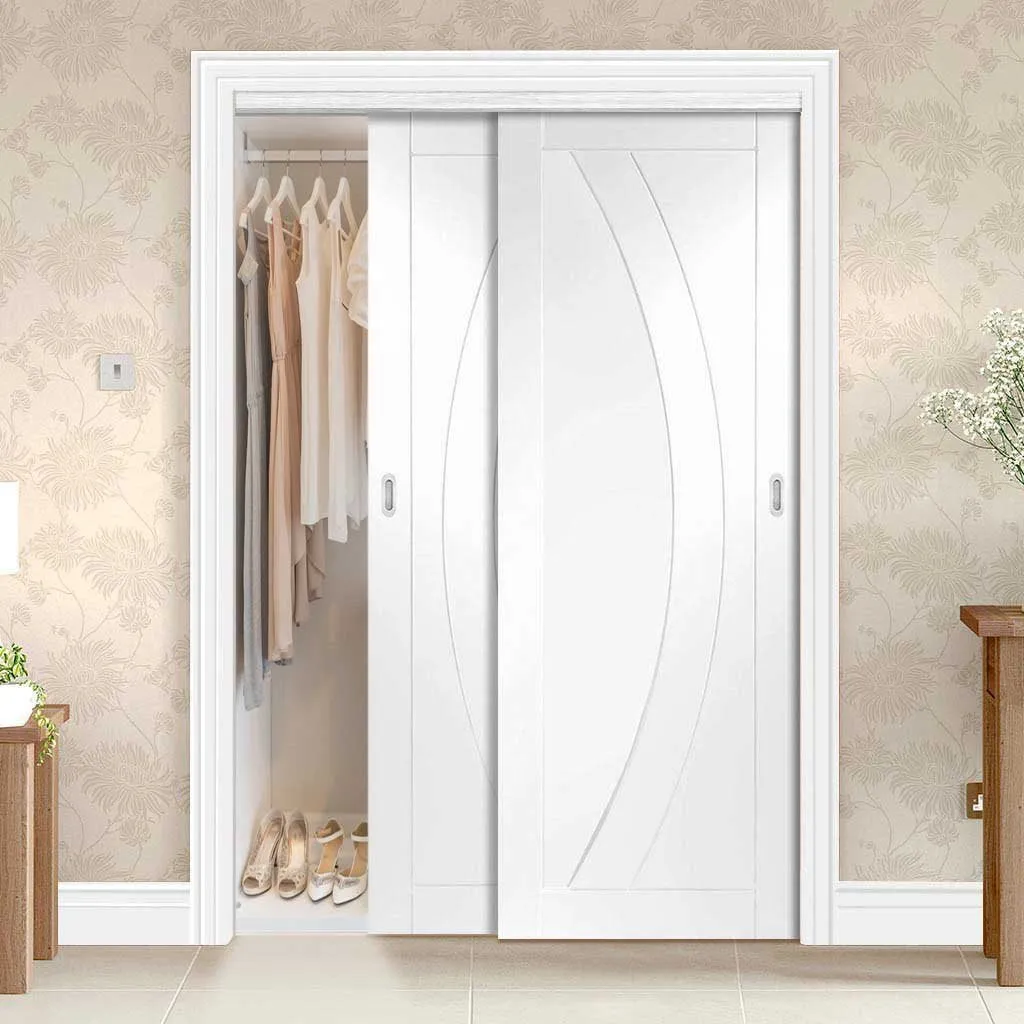 Bespoke Salerno Flush 2 Door Maximal Wardrobe and Frame Kit - White Primed - White Primed