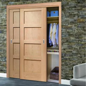 Bespoke Shaker Oak 4 Panel 2 Door Maximal Wardrobe and Frame Kit - Prefinished