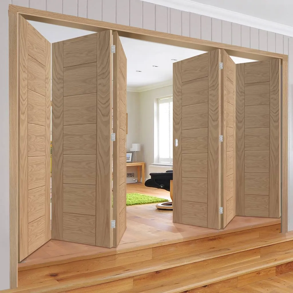 Bespoke Thrufold Palermo Flush Oak Folding 3 3 Door - Panel Effect