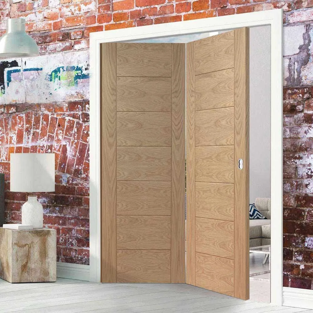 Bespoke Thrufold Palermo Oak Folding 2 0 Door - Panel Effect - Prefinished