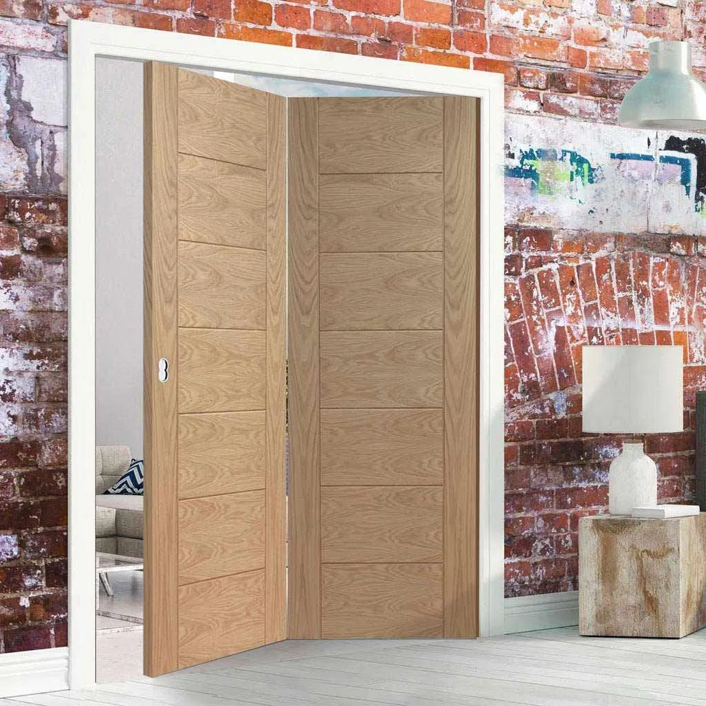 Bespoke Thrufold Palermo Oak Folding 2 0 Door - Panel Effect - Prefinished