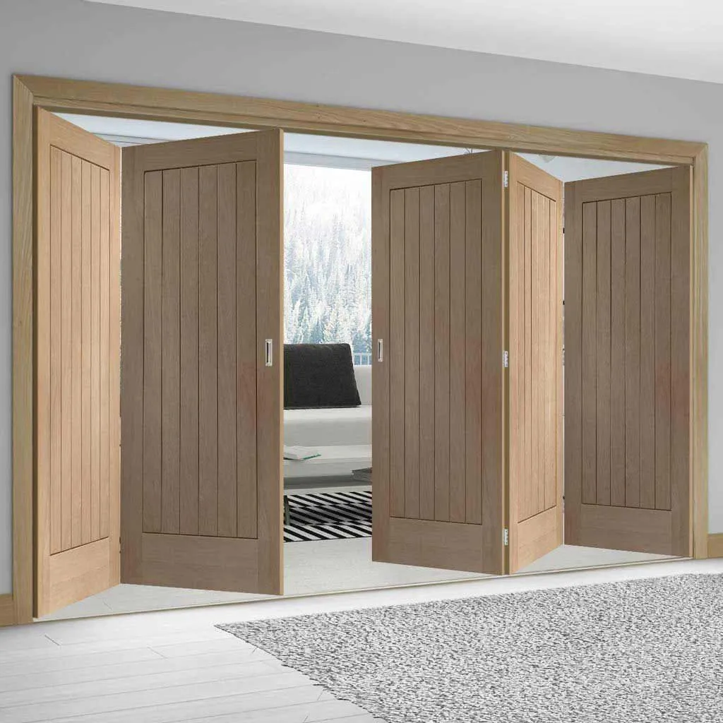 Bespoke Thrufold Suffolk Oak Folding 3 2 Door - Vertical Lining - Prefinished