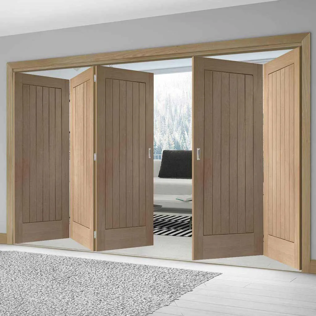 Bespoke Thrufold Suffolk Oak Folding 3 2 Door - Vertical Lining - Prefinished