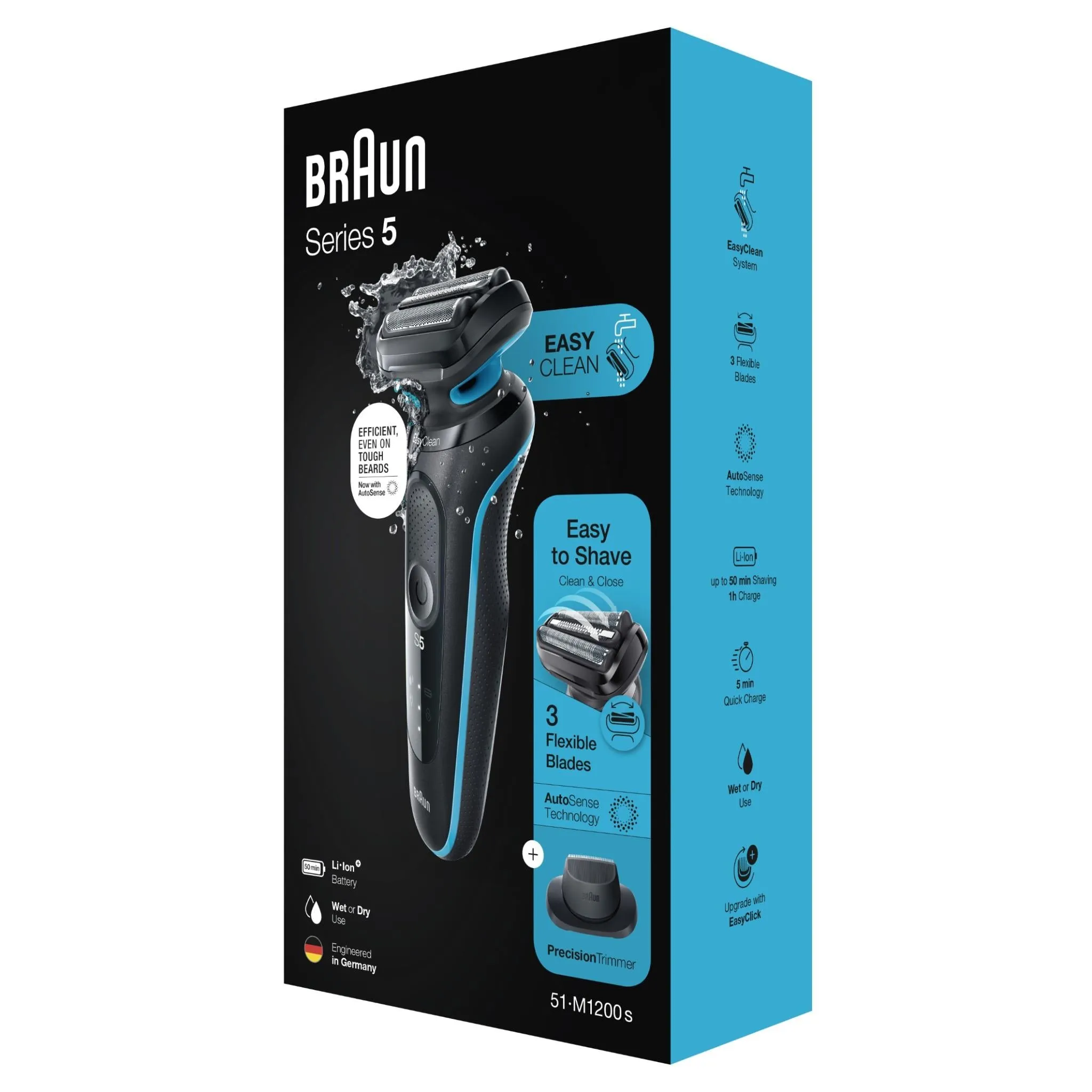 Braun 51-M1200S Series 5 Wet & Dry Electric Shaver (Blue Mint)