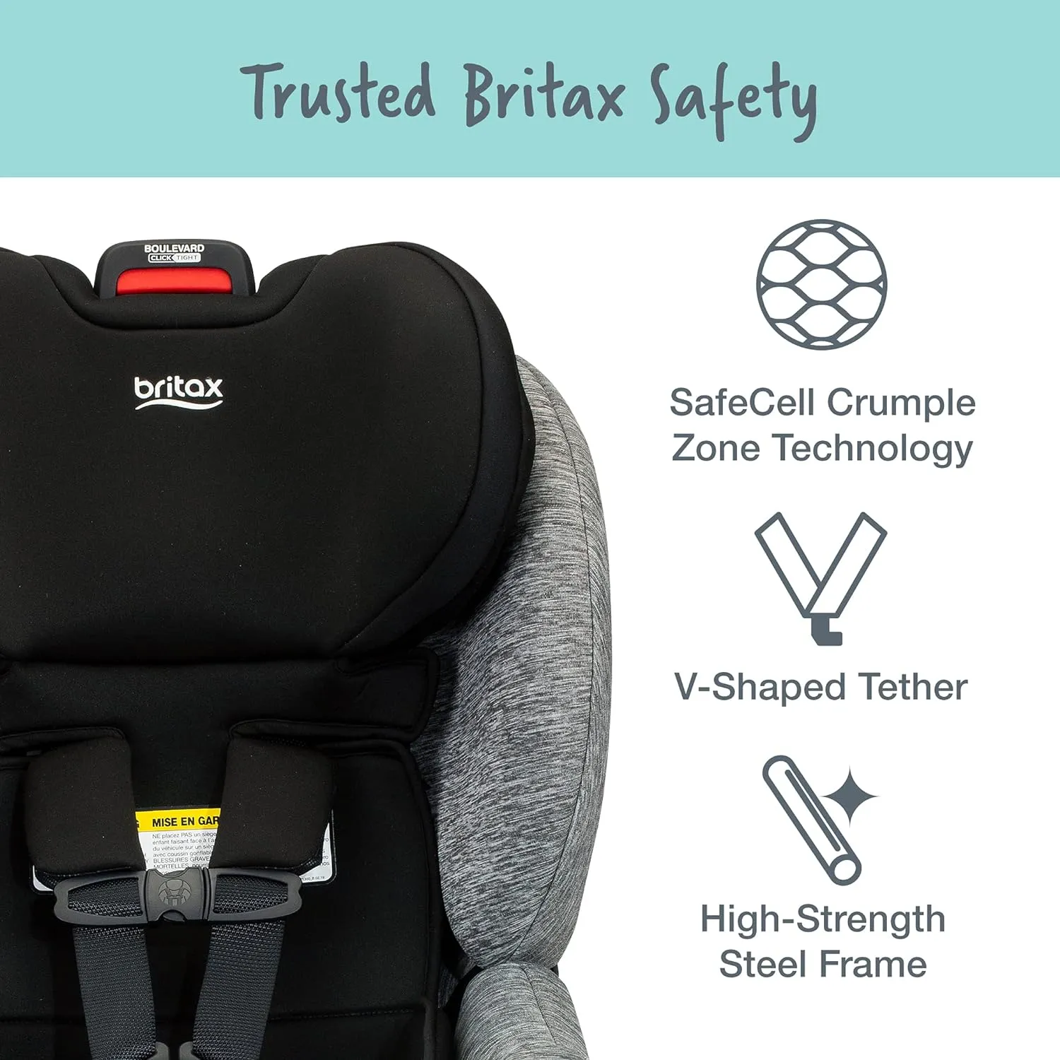 BRITAX Boulevard ClickTight Convertible Car Seat, Spark - Premium, Soft Knit Fabric