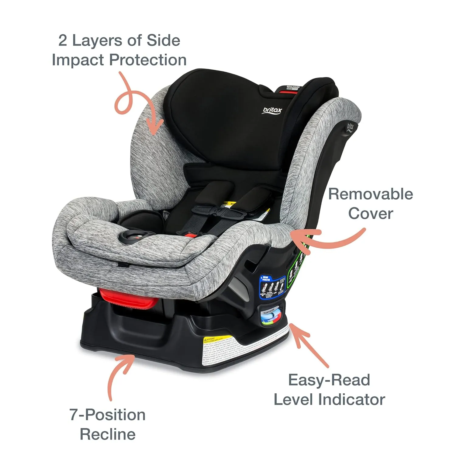 BRITAX Boulevard ClickTight Convertible Car Seat, Spark - Premium, Soft Knit Fabric