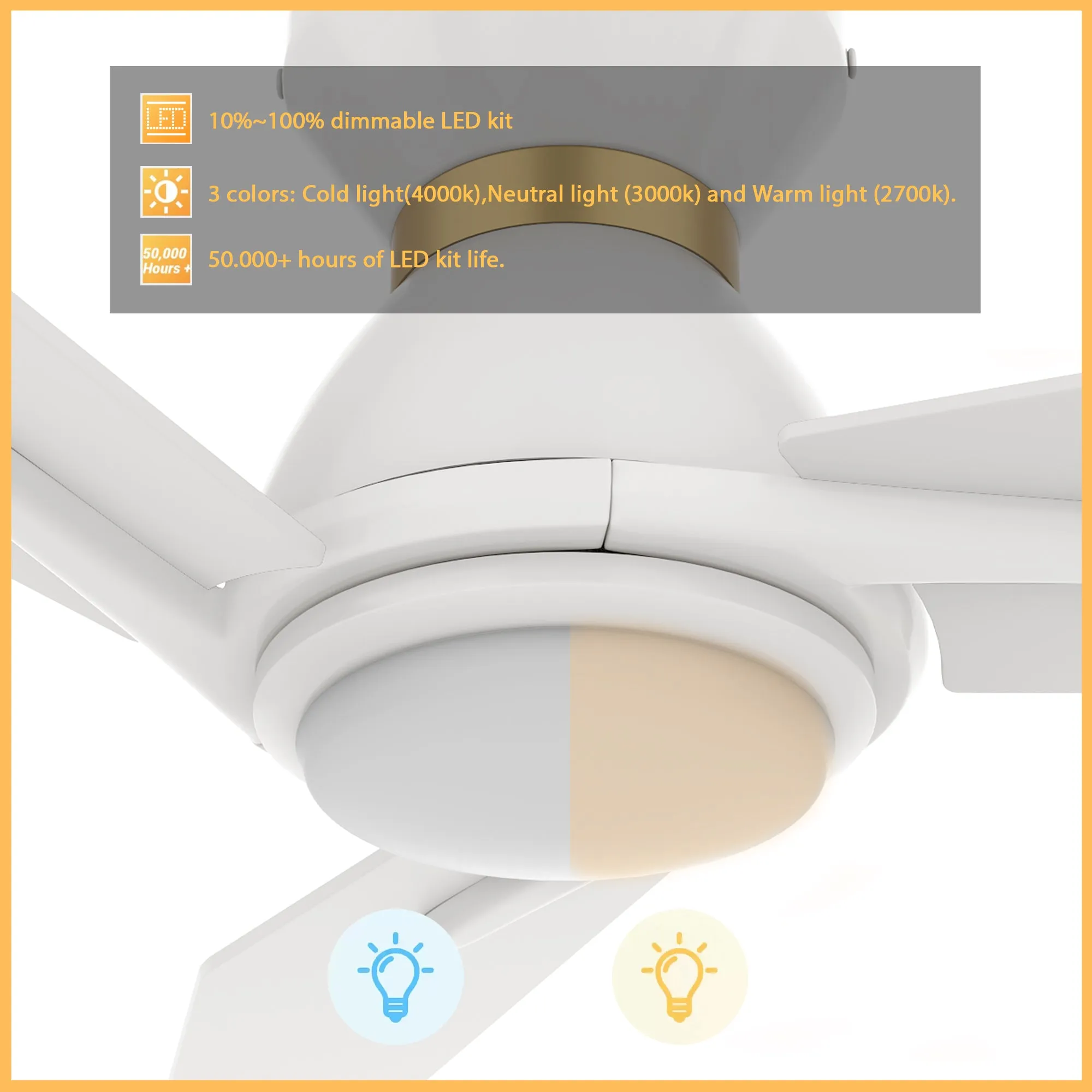 Brooks Smart Flush Mount Ceiling Fan with LED Light Outdoor Indoor 52”