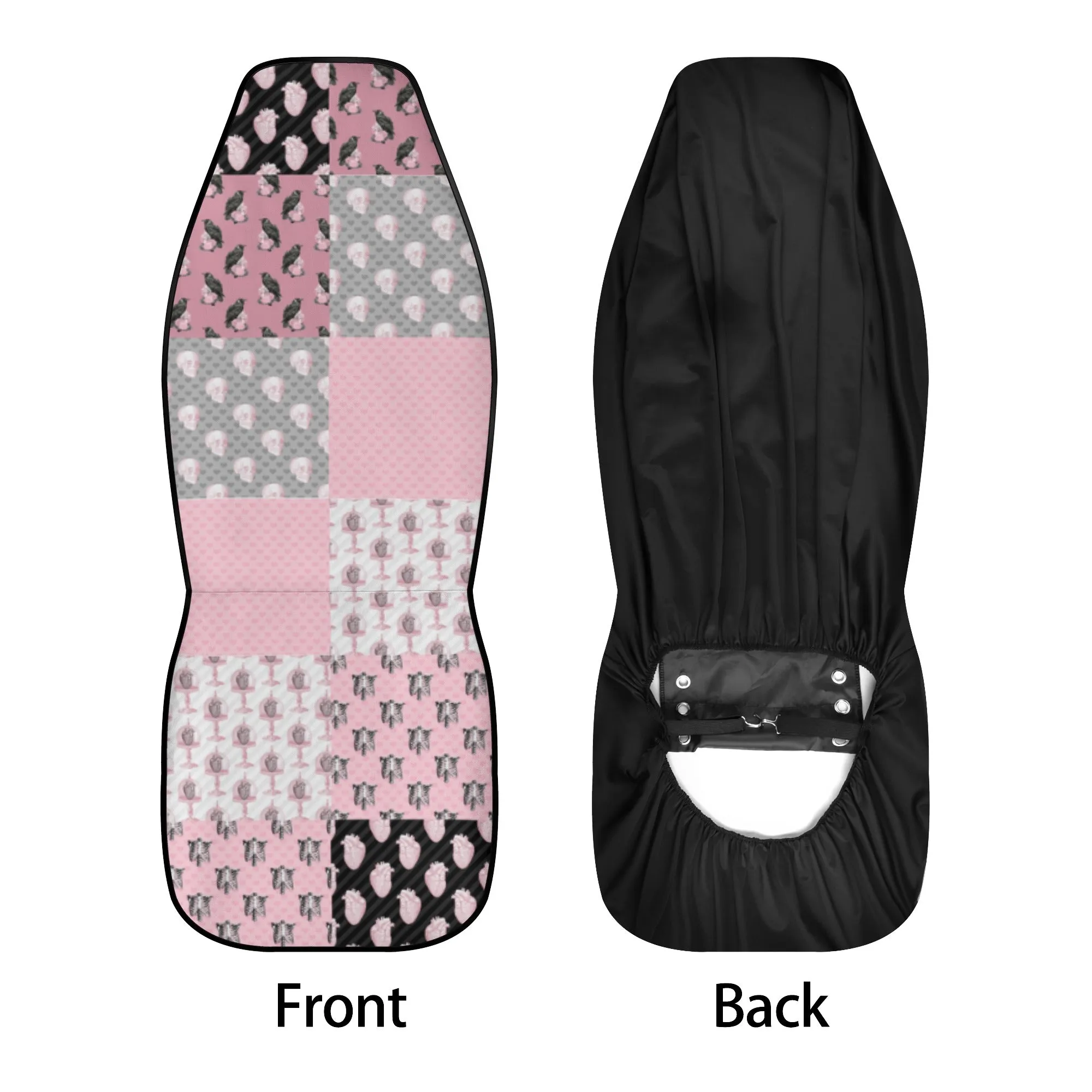 Car Accessories | Car Seat Covers for Front & Back | Cool Fitted Sweat Protector | Vehicle Interiors Upholstery | Pastel Goth Checkered