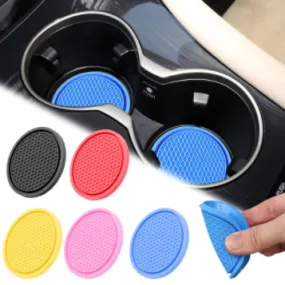 Car Coasters PVC Travel Auto Cup Holder Insert Coaster Anti Slip Vehicle Interior Accessories Cup Mats