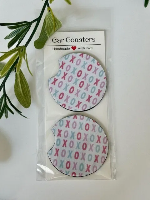 Car Coasters, Set of 2 Coasters, Retro Mushroom Car Coasters, Paw Print, Boho Rainbow, Trendy Cat Coasters, Neoprene Absorbent Coasters