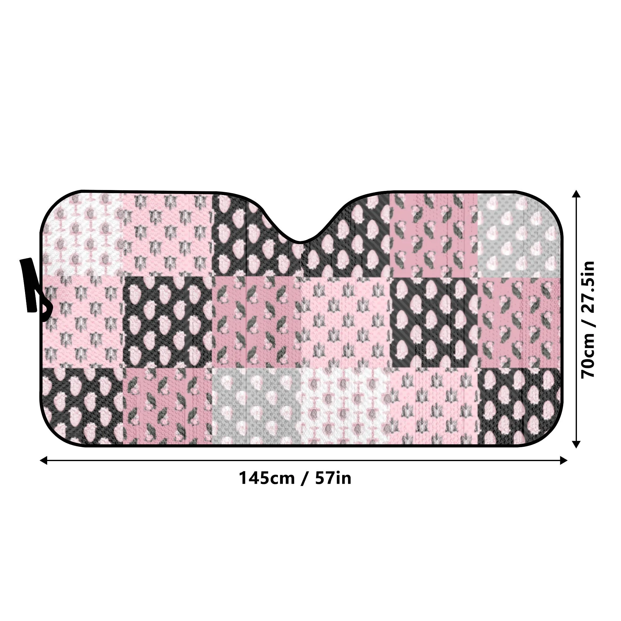 Car Decor | Pastel Goth Auto Sun Shade | Vehicle Windshield | Halloween Car Interiors | Gothic Checkered