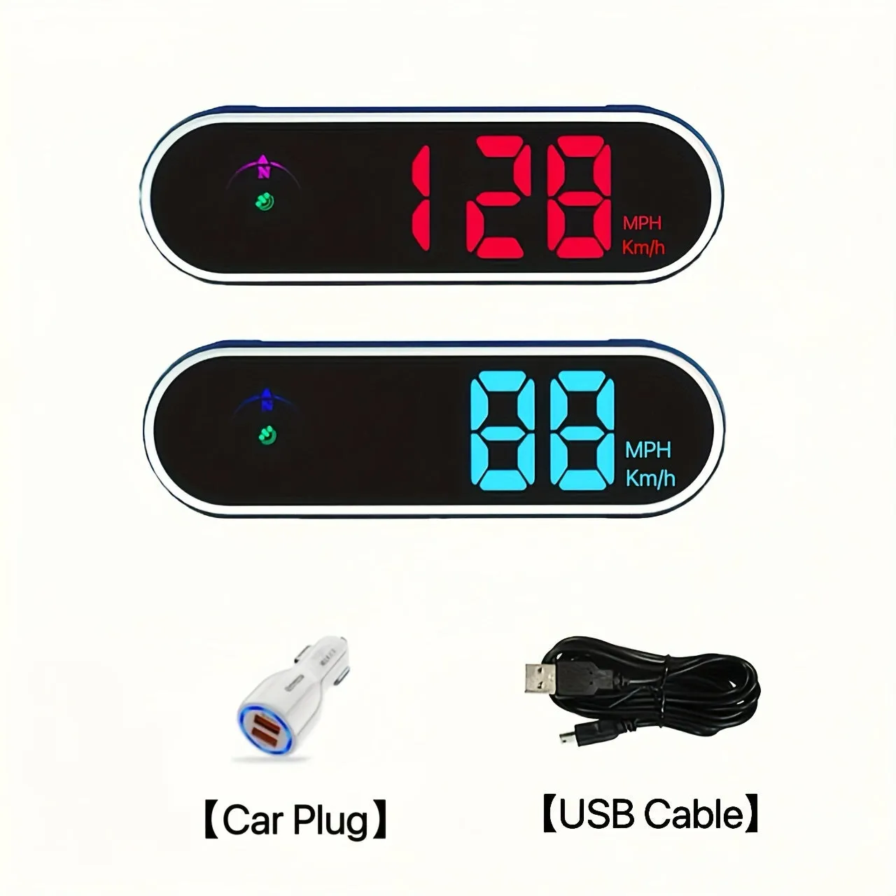 Car Universal Head Up Display, KM/H MPH Switching With Precise Speed, Southeast Northwest Direction, Time, Multiple Colors Adjustable