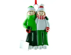 Christmas Decoration Snow Shovel Couple, Personalised Gift