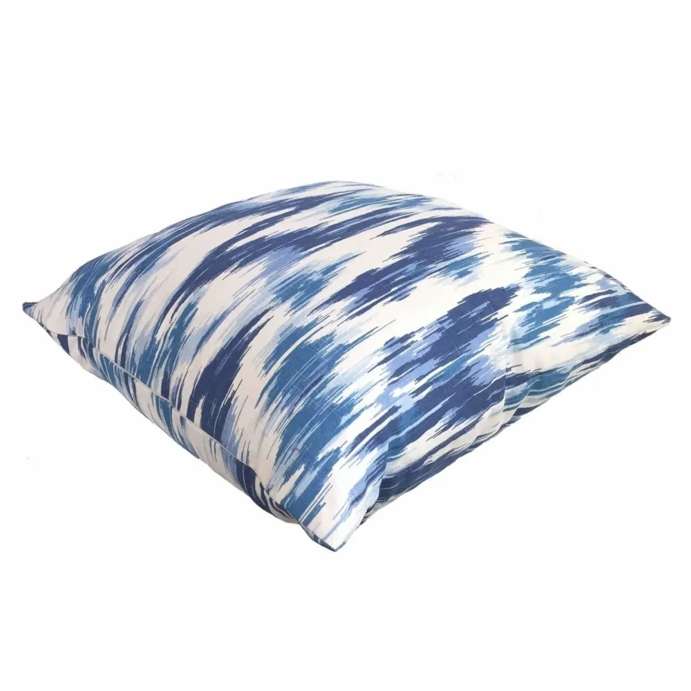 (CLEARANCE) Designer Blue White Abstract Ikat Cotton Print Pillow Cover