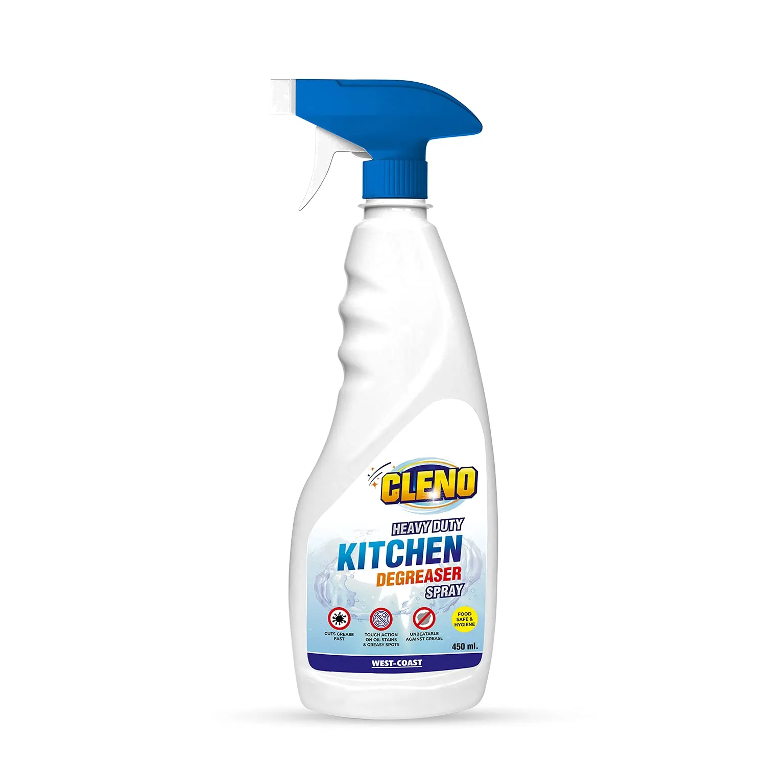 Cleno Heavy Duty Kitchen Degreaser Cleaner Spray Removes Oil Grease from Food Stains/Chimney Stove Grill/Kitchen Slab/Oven/Exhaust Fan, 450 ml