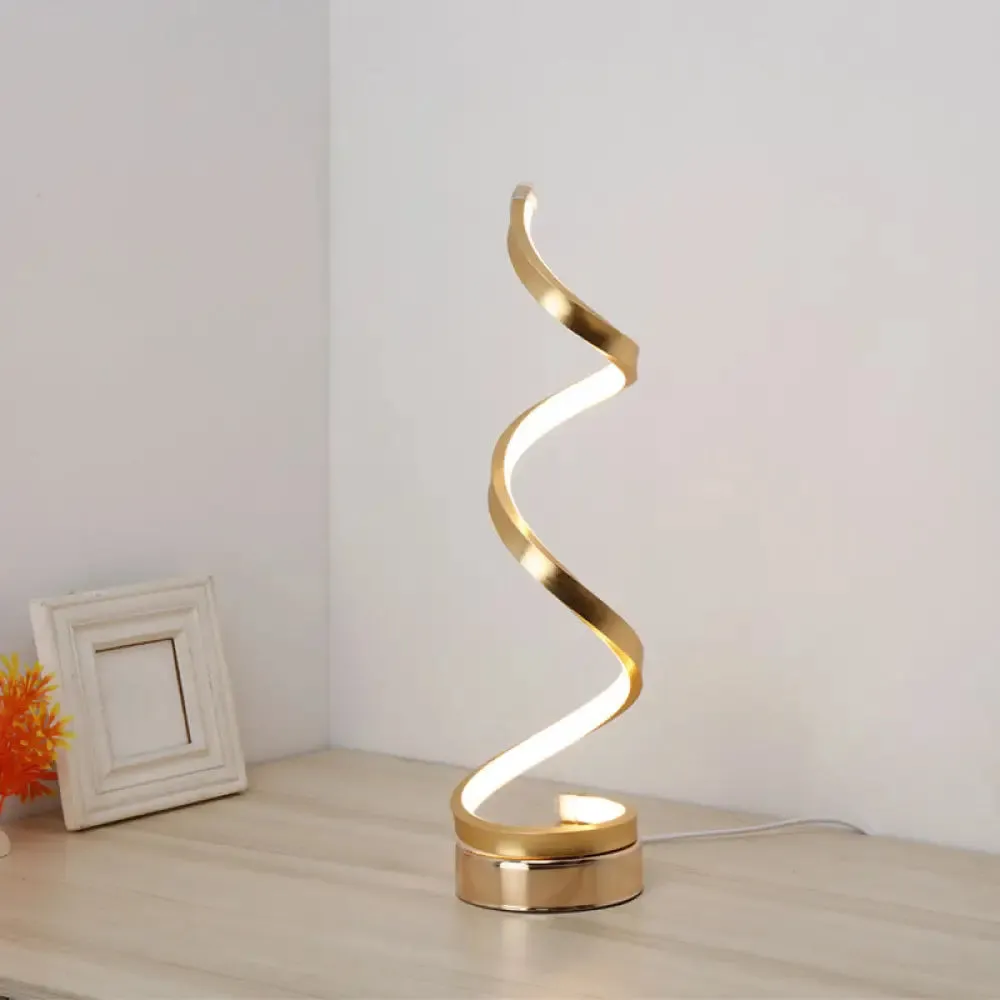 Contemporary Acrylic LED Nightstand Lamp - Stylish Spiral Shape for Living Room Table Lighting