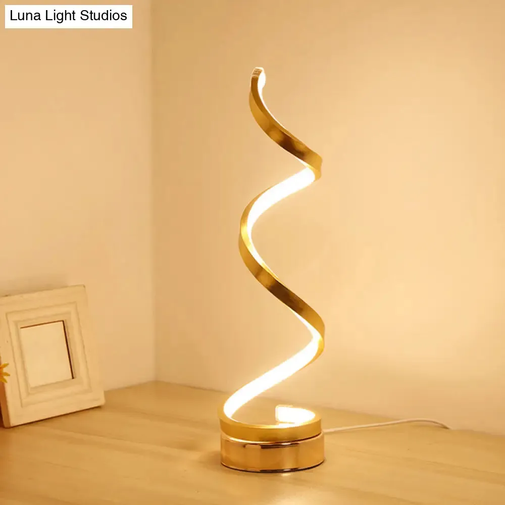 Contemporary Acrylic LED Nightstand Lamp - Stylish Spiral Shape for Living Room Table Lighting