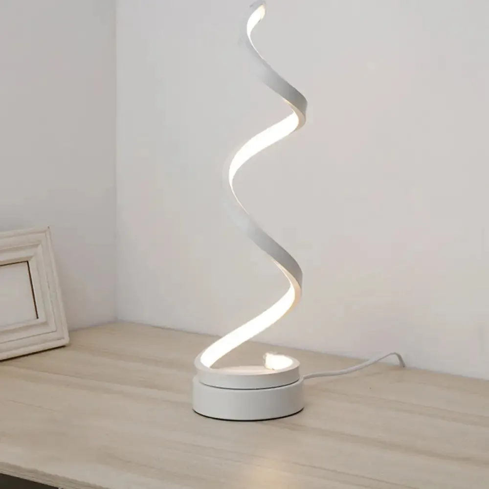 Contemporary Acrylic LED Nightstand Lamp - Stylish Spiral Shape for Living Room Table Lighting